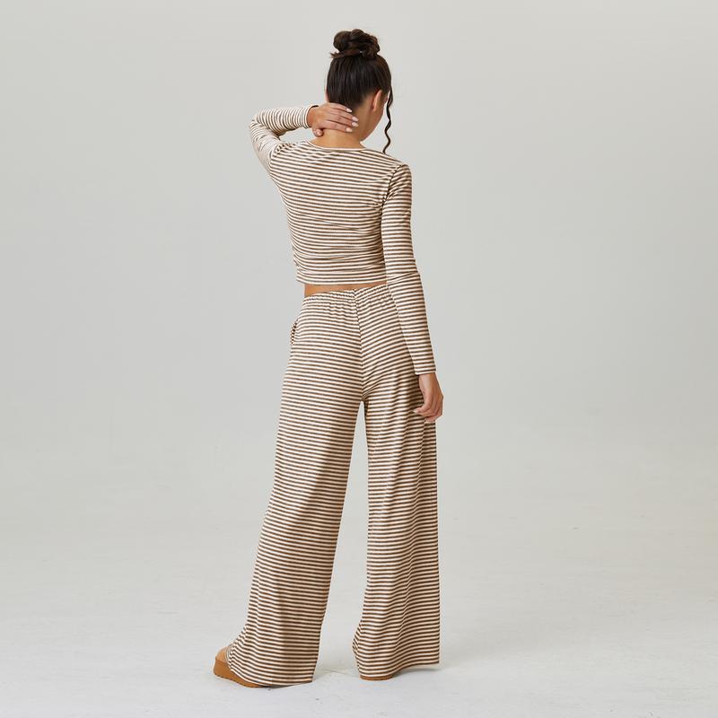 Elegant Square Neck Stripe Set