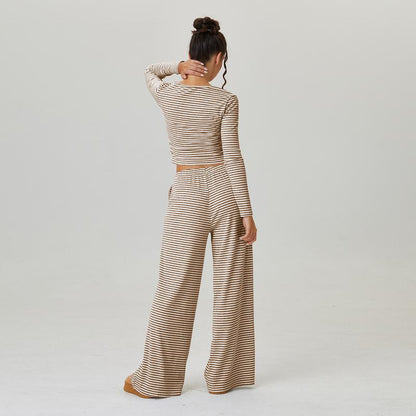 Elegant Square Neck Stripe Set