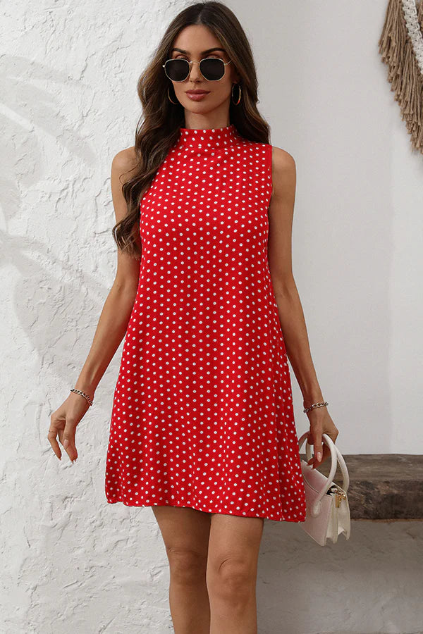 Dots Sleeveless Casual Mini Dress