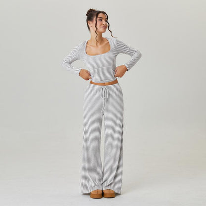 Elegant Square Neck Stripe Set